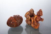 Lot 278 - CHINESE CRICKET CAGE AND A JAPANESE EROTIC...