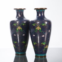 Lot 297 - PAIR OF CHINESE CLOISONNE VASES with floral...