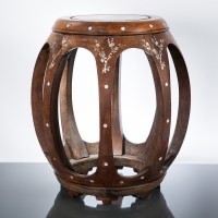 Lot 317 - CHINESE MOTHER OF PEARL INLAID DRUM STOOL 45cm...