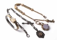 Lot 716 - VICTORIAN GOLD PLATED ALBERTINA CHAIN WITH...