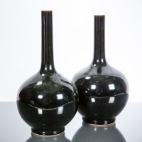 Lot 354 - PAIR OF CHINESE MONOCHROME VASES in black...