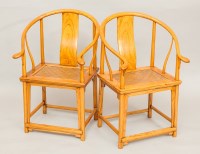 Lot 366 - PAIR OF CHINESE ARMCHAIRS with rectangular...