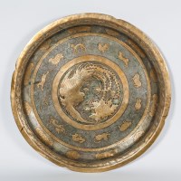 Lot 370 - CHINESE BRASS CHARGER decorated with a central...