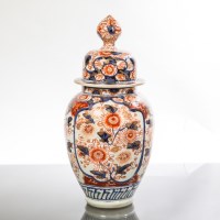 Lot 377 - JAPANESE IMARI JAR AND COVER AND ANOTHER IMARI...