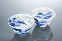 Lot 426 - PAIR OF JAPANESE BLUE AND WHITE BOWLS AND...