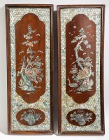 Lot 447 - PAIR OF CHINESE WOOD AND MOTHER OF PEARL...