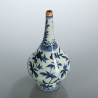 Lot 453 - CHINESE BLUE AND WHITE ROSEWATER VASE with...