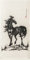 Lot 462 - CHINESE SCROLL PAINTING depicting a horse,...