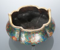 Lot 466 - CHINESE CLOISONNE CENSER of lobed oval form,...