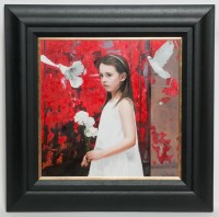 Lot 1899 - GERARD BURNS, ANGEL oil on canvas 60cm x 60cm...