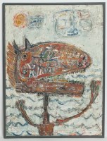 Lot 1914 - * DAVID COOK (SCOTTISH b.1957), THE BEAST oil...