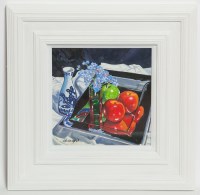Lot 1948 - FRANK COLCLOUGH, FORGET-ME-NOTS & APPLES oil...