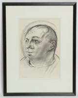 Lot 1958 - * PETER HOWSON OBE, A FRIENDLY FACE charcoal...