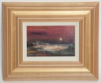 Lot 1963 - * NAEL HANNA, RED SKY AT NIGHT oil on board,...