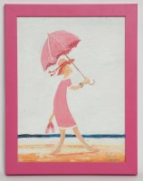 Lot 1980 - * SIMEON STAFFORD, PINK PARASOL oil on board,...