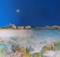 Lot 2030 - MAY BYRNE, HOUSE BY THE SHORE mixed media,...