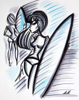 Lot 2061 - LAETITIA GUILBAUD, LES SURFEUSES watercolour...