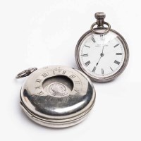 Lot 752 - TWO SILVER CASED POCKET WATCHES one an open...