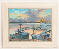 Lot 2075 - DOUGLAS LENNOX, WINTER EVENING, BEVERLY oil on...