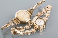 Lot 1588 - TWO LADY'S NINE CARAT GOLD COCKTAIL WATCHES ON...