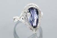 Lot 1640A - IMPRESSIVE TANZANITE AND DIAMOND CLUSTER RING...