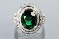 Lot 1641A - IMPRESSIVE GREEN TOURMALINE AND DIAMOND DRESS...