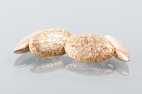 Lot 1649 - PAIR OF NINE CARAT GOLD FLORAL MOTIF CUFFLINKS...