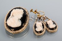 Lot 1658A - VICTORIAN DIAMOND SET CAMEO BROOCH AND...