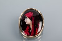 Lot 1679 - LIMOGES ENAMELLED PORTRAIT BROOCH of oval form,...