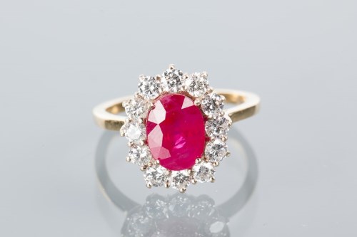 Lot 1679 - FINE BURMESE RUBY AND DIAMOND CLUSTER RING the...