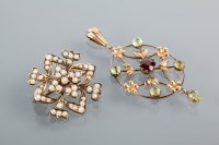 Lot 1704A - EDWARDIAN SEED PEARL BROOCH of pierced floral...