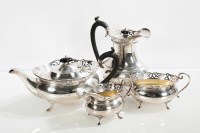 Lot 275 - GEORGE V SILVER FOUR-PIECE TEA SERVICE maker...