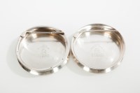 Lot 277 - PAIR OF GOLF INTEREST SILVER ASHTRAYS maker...
