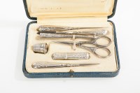 Lot 309 - SILVER SEWING SET unmarked, possibly...