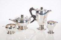 Lot 310 - ART DECO SILVER FOUR-PIECE TEA SERVICE maker...