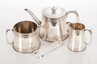 Lot 333 - VICTORIAN SILVER PLATED THREE-PIECE TEA...