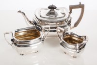 Lot 334 - GEORGE V SILVER THREE-PIECE TEA SERVICE maker...