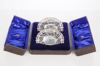 Lot 354 - PAIR OF LATE VICTORIAN PIERCED SILVER BON BON...