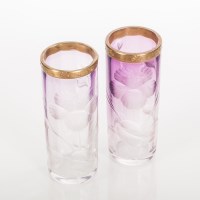 Lot 488 - PAIR OF ART NOUVEAU MOSER AMETHYST FLASHED...
