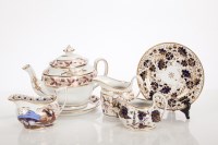 Lot 524 - NEW HALL PORCELAIN TEAPOT AND STAND pattern...