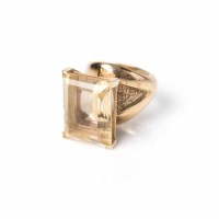Lot 1700 - UNUSUAL CITRINE RING c.1970s, set with a large...