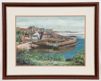 Lot 1872 - JAMES WATSON (SCOTTISH), CRAIL HARBOUR gouache...