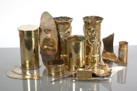 Lot 1478 - COLLECTION OF BRASS TRENCH ART including a...
