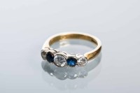 Lot 1755 - SAPPHIRE AND DIAMOND FIVE STONE RING with...