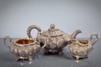 Lot 3 - GEORGE IV SILVER THREE PIECE TEA SERVICE...