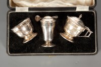 Lot 10 - ART DECO SILVER THREE PIECE CONDIMENT SET...