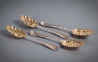 Lot 13 - TWO PAIRS OF GEORGE III SILVER PARCEL GILT...