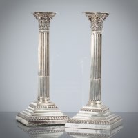 Lot 20 - PAIR OF LATE VICTORIAN SILVER CORINTHIAN...