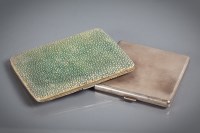 Lot 22 - ART DECO SILVER CIGARETTE CASE AND A STAINED...