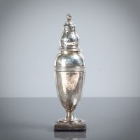 Lot 28 - LATE VICTORIAN SILVER SUGAR CASTER of tapering...